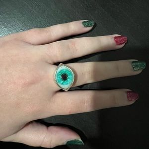 Blue/green silver eyeba ring original design from 2020